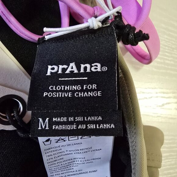 NWT PrAna Tulum Bikini Top Women's Size Medium Black Color Block Quick Drying - Picture 7 of 10